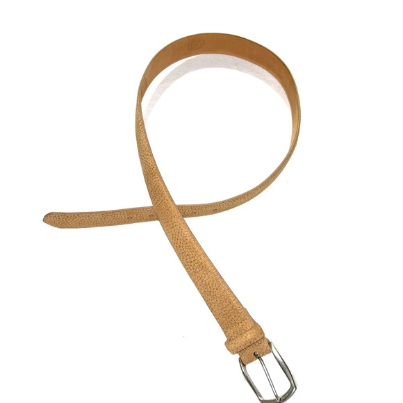 H. Stockton Atlanta Mens Suede Pebble Tan Leather Casual Belt Size 38 - Picture 1 of 15